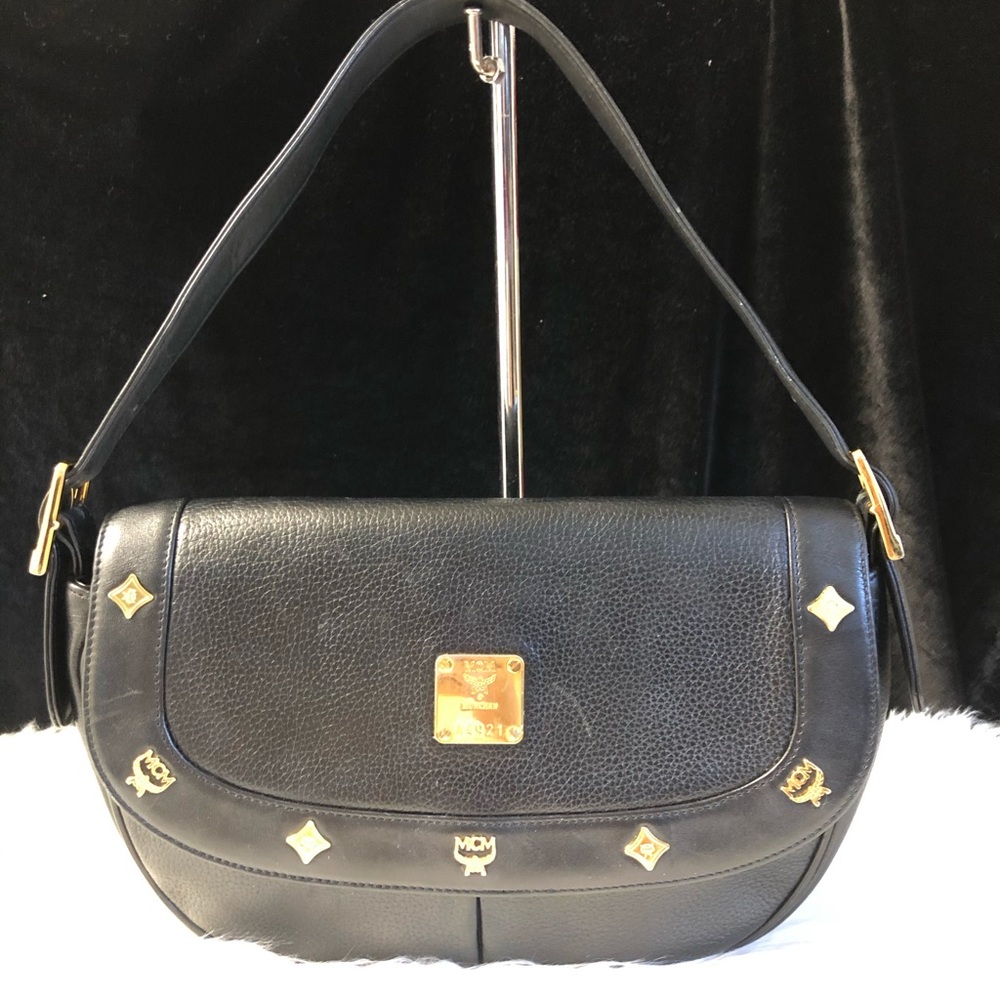 Authentic MCM Vintage Studded Logo Shoulder Bag